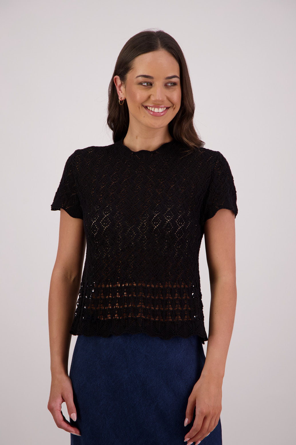 Briarwood Templeton Black Knit Top, 100% Cotton.