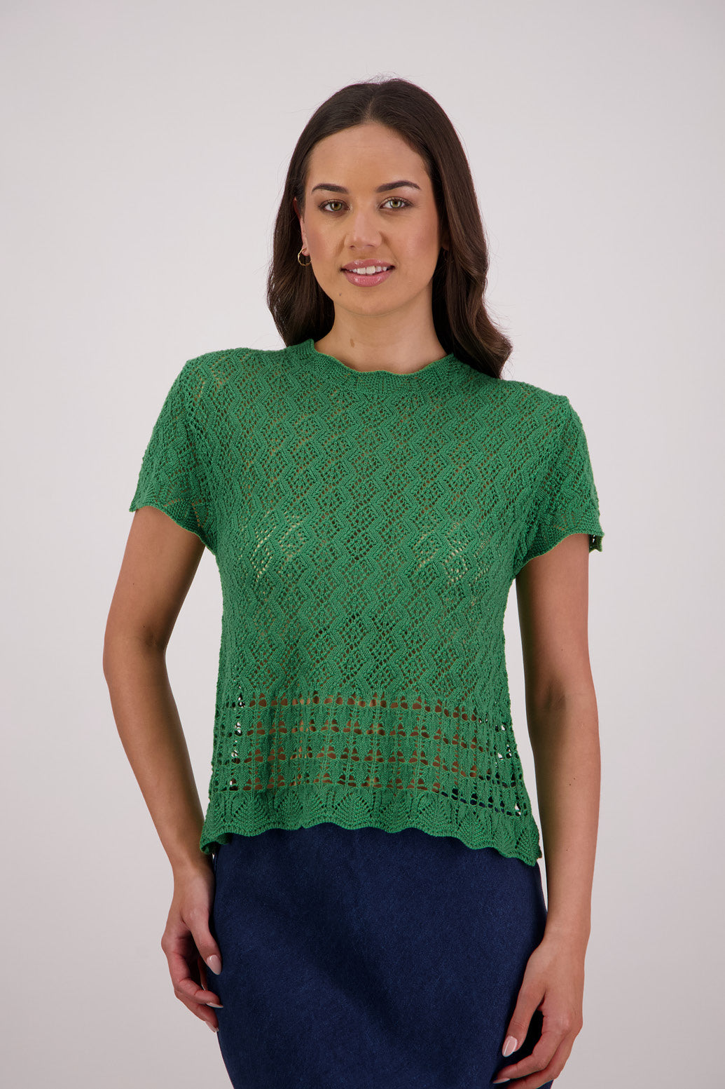 Briarwood Templeton Green Knit Top, 100% Cotton.