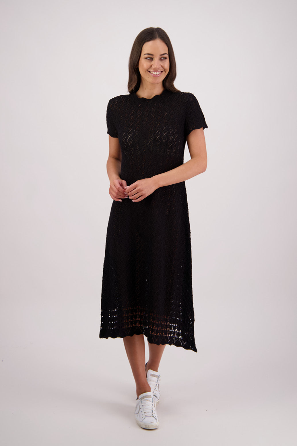 Briarwood Tennyson Knit Dress in Black, 100% Cotton.