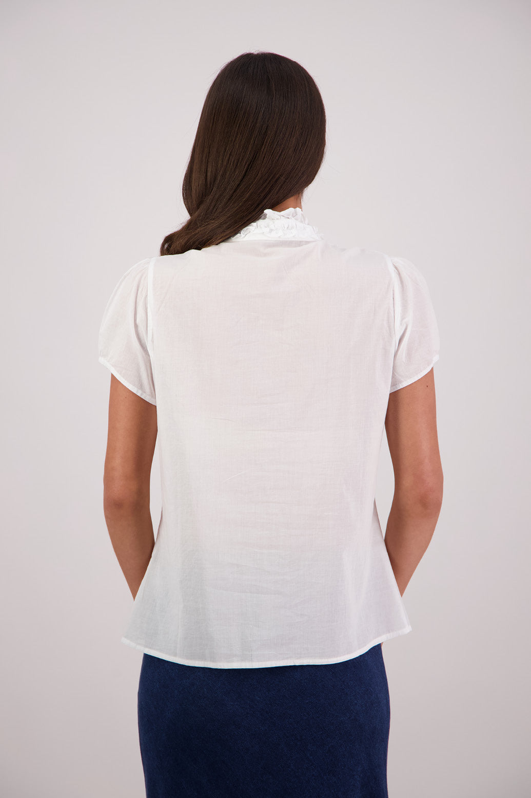 Back view Briarwood Terri Shirt in White.