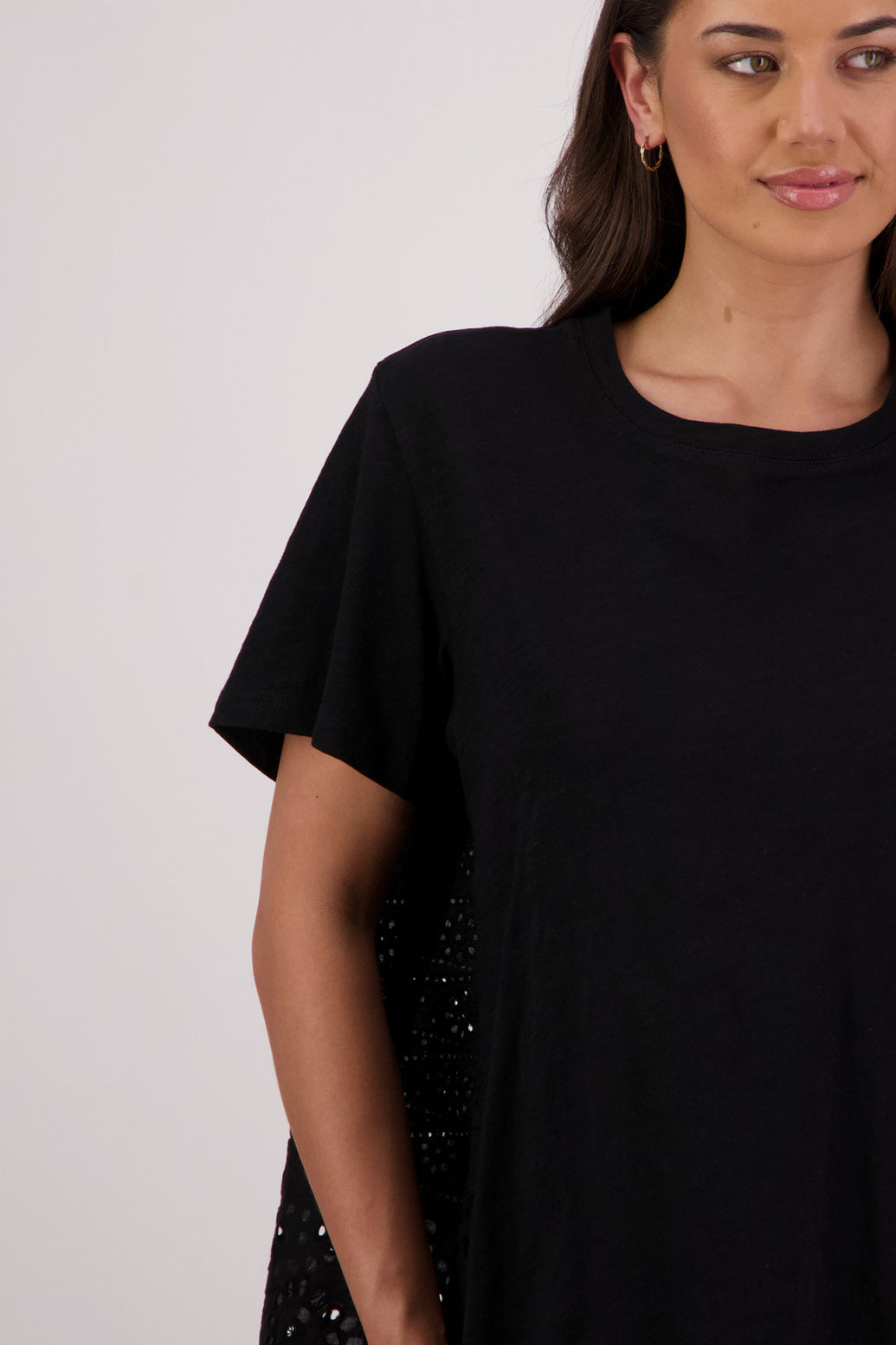 Closeup front view Briarwood Texas T-shirt in Black.