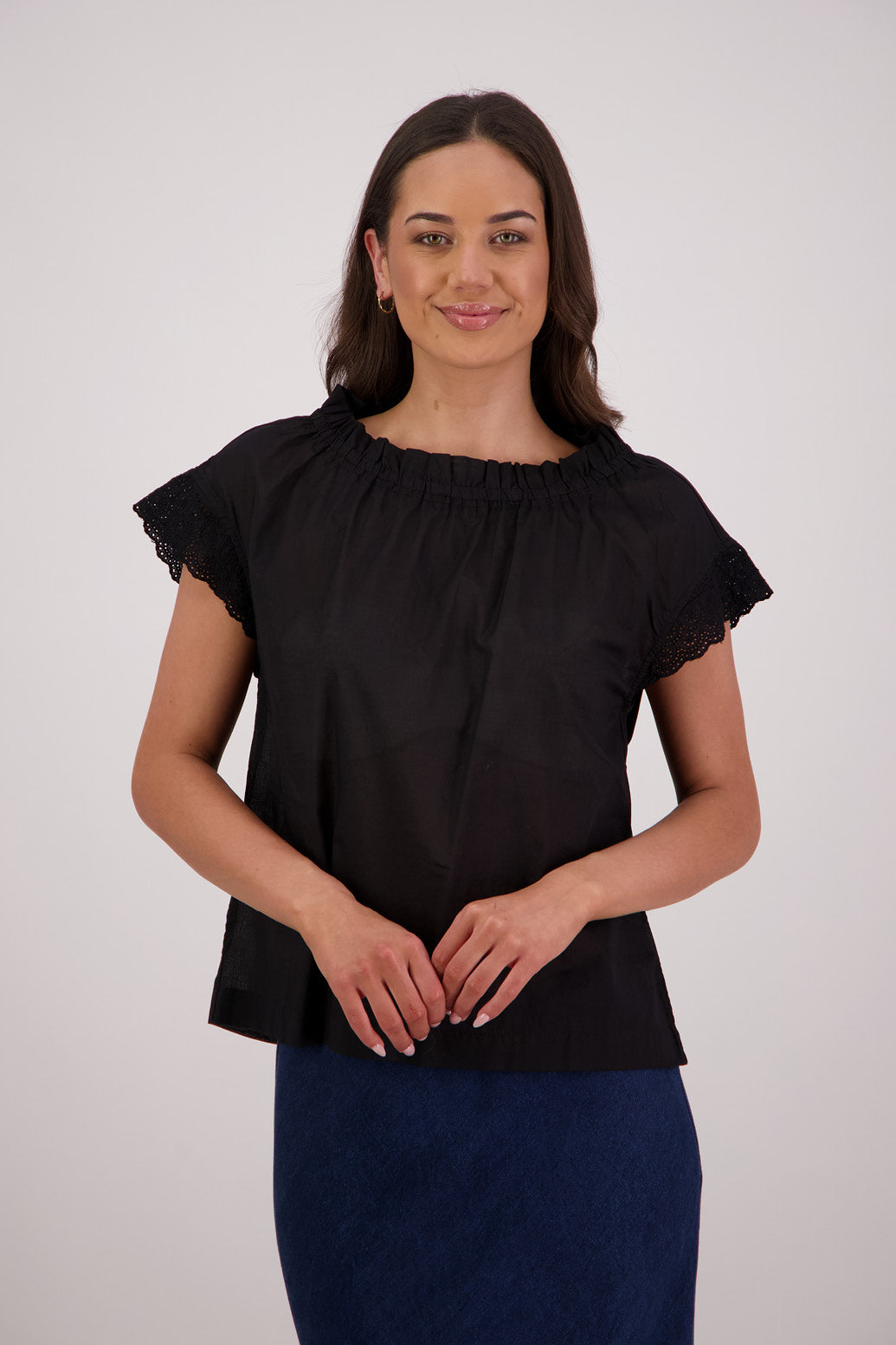 Briarwood Thea Black Top, !00% Cotton Voile.