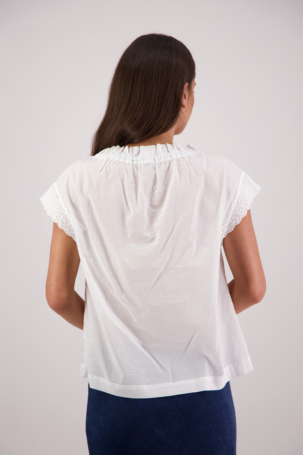 Back view Briarwood Thea Top in White.