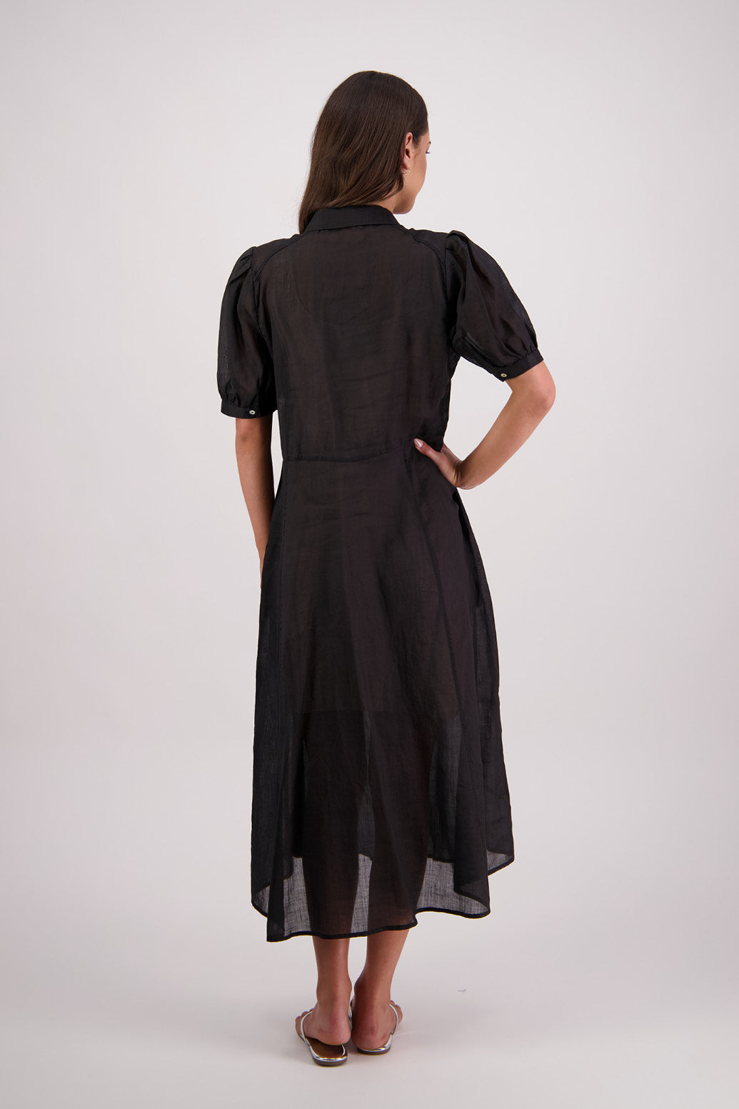 Back view Briarwood Thelma Shirt Dress in Black.