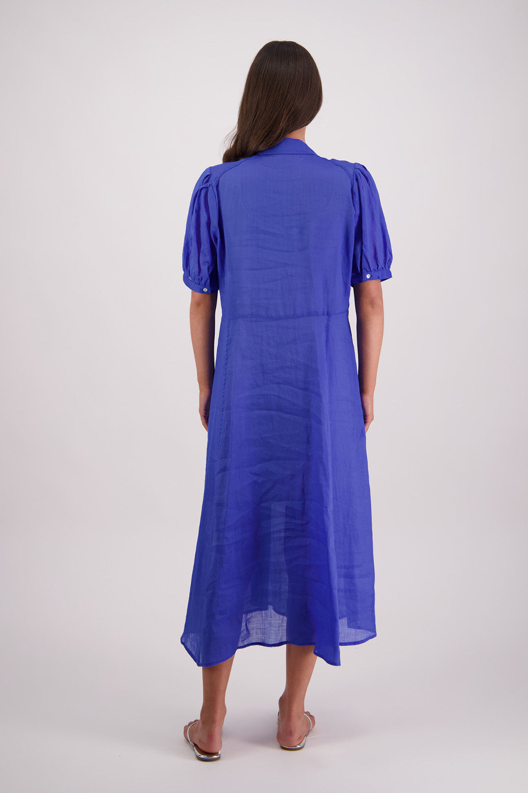 Back view Briarwood Thelma Shirt Dress in Royal.