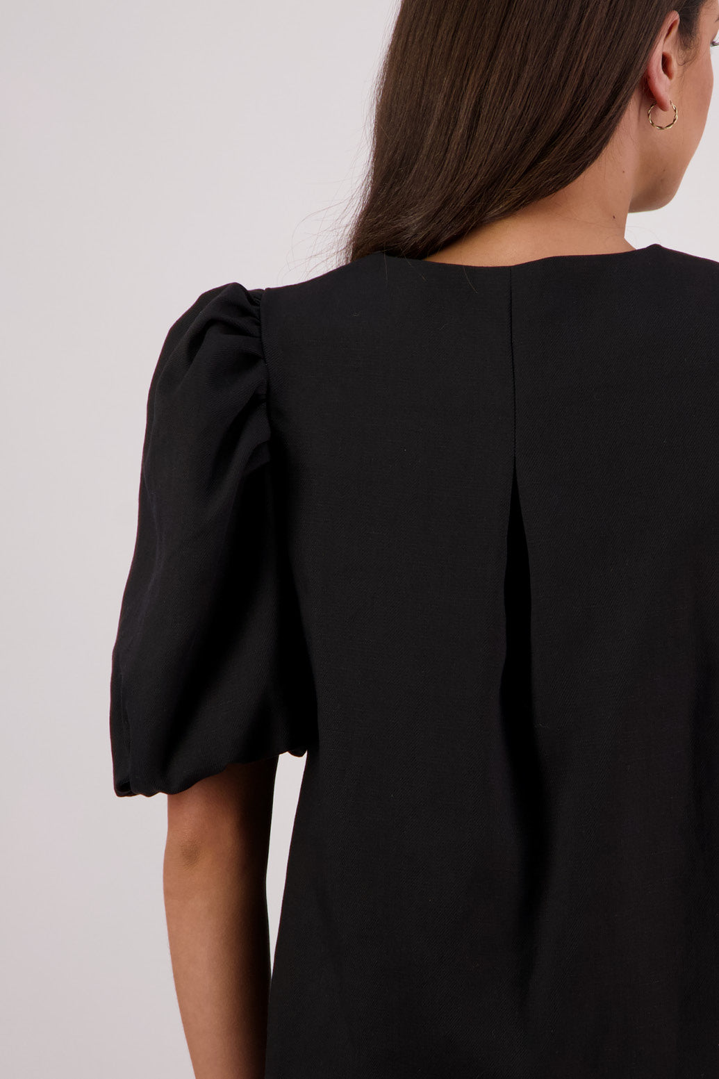 Closeup back view Briarwood Therese Top/Jacket in Black.