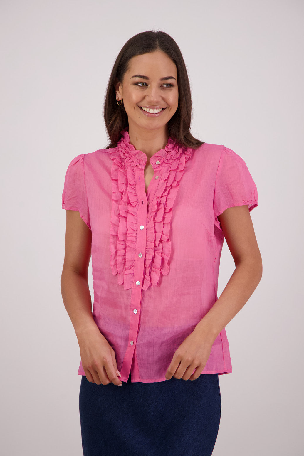 Briarwood Tibby Shirt in Pale Pink, 100% Ramie.