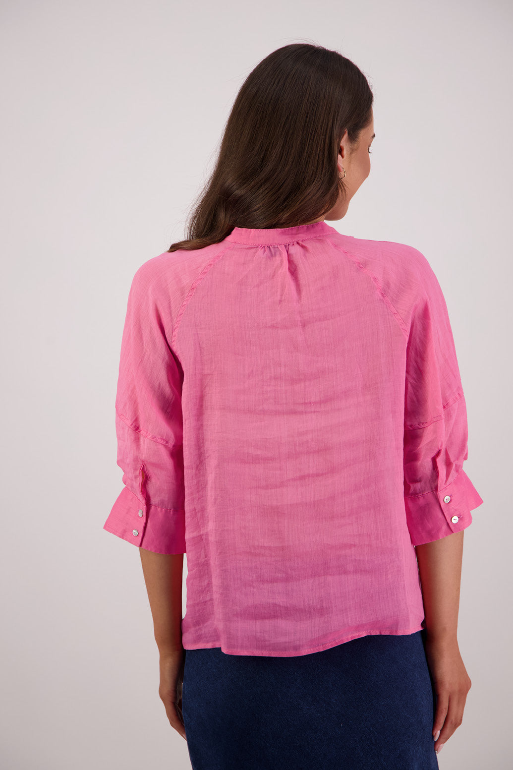 Back view Briarwood Tiffany Shirt in Pale Pink.