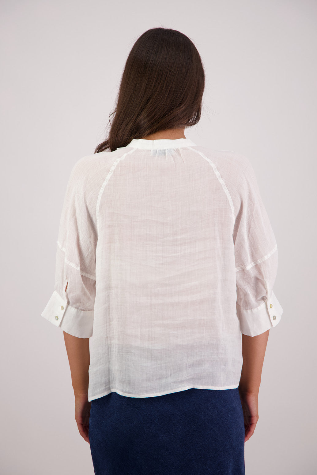 Back view Briarwood Tiffany Shirt in White.