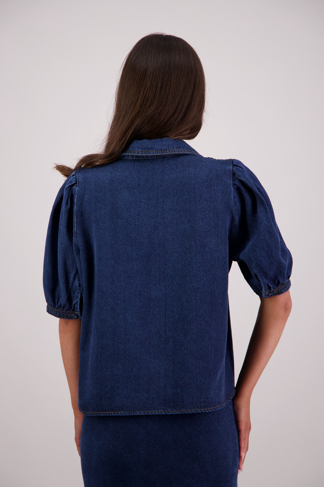 Back view Briarwood Toby Tencel Denim Shirt.