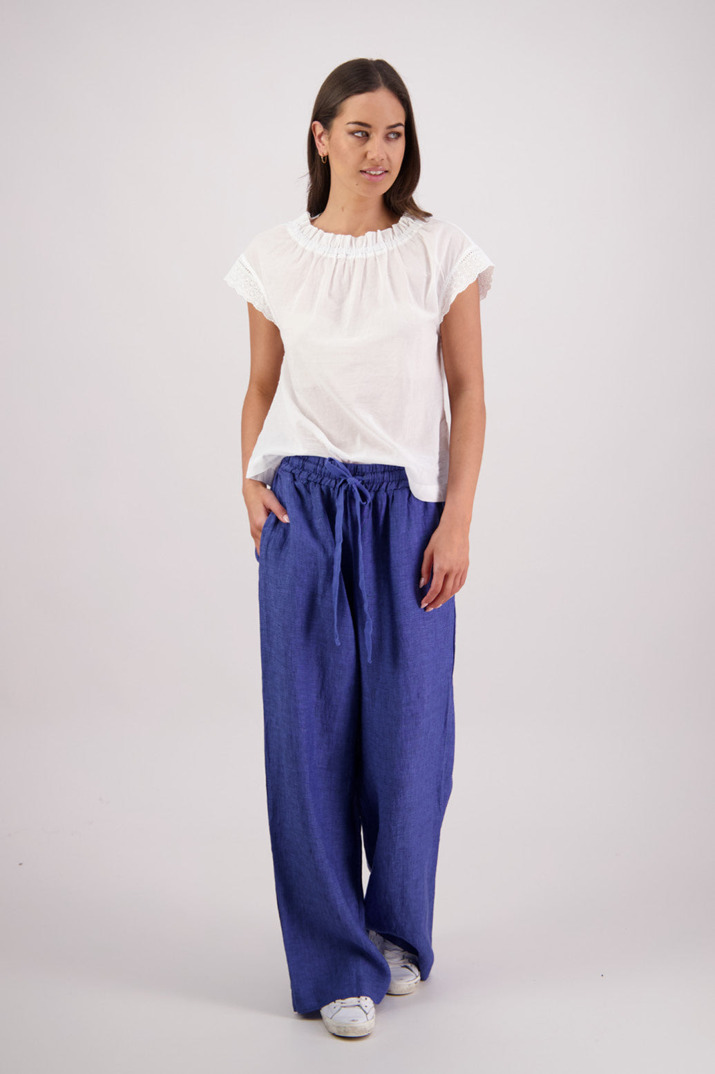 Briarwood Toddy Pant in Blue, 100% Linen.