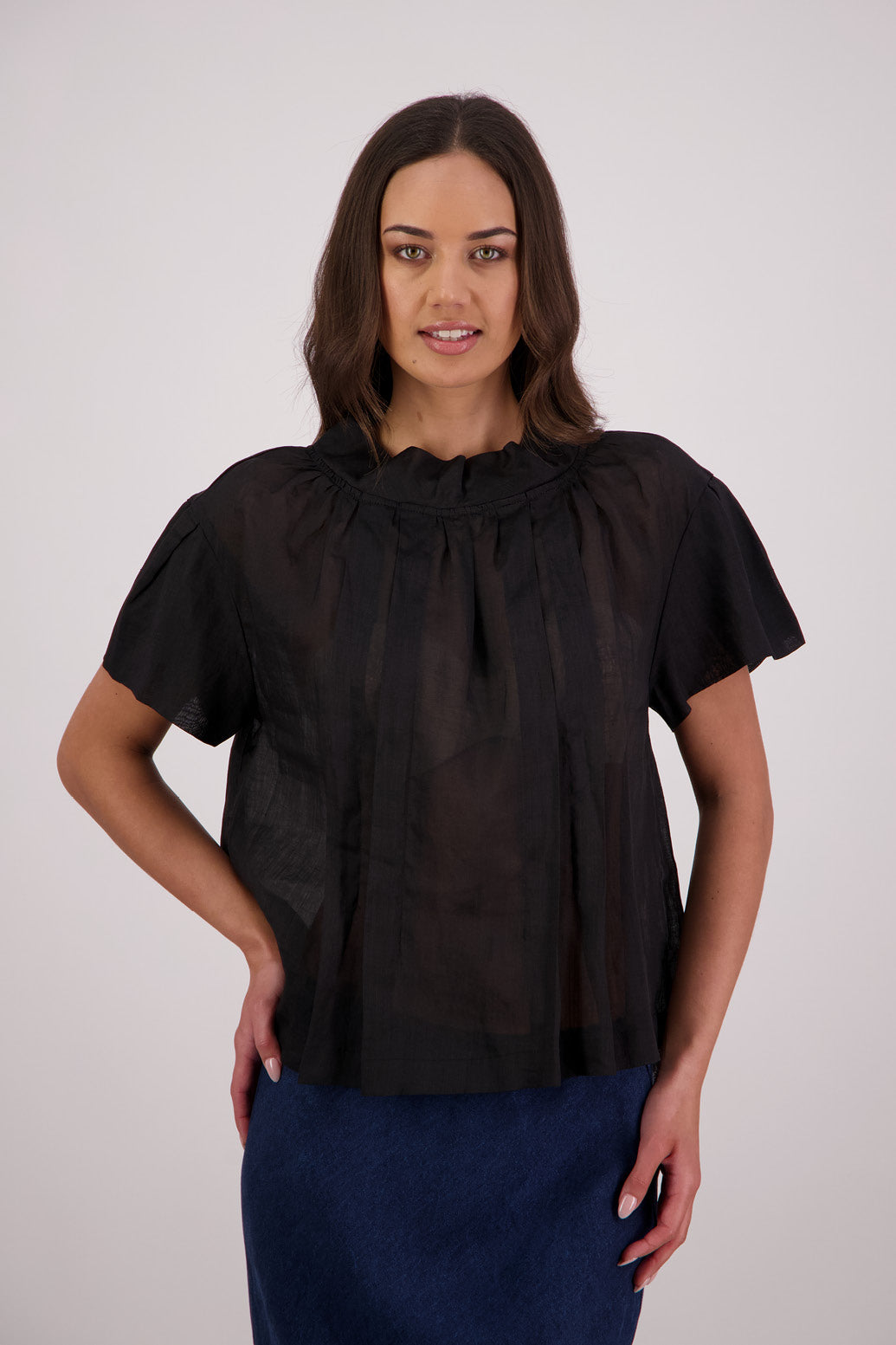 Briarwood Toi Top in Black, 100% Ramie.