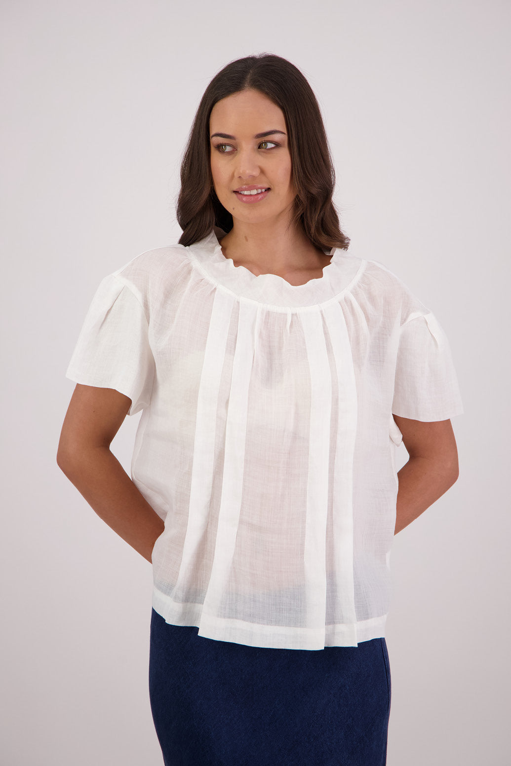 Briarwood Toi Top in White, 100% Ramie.