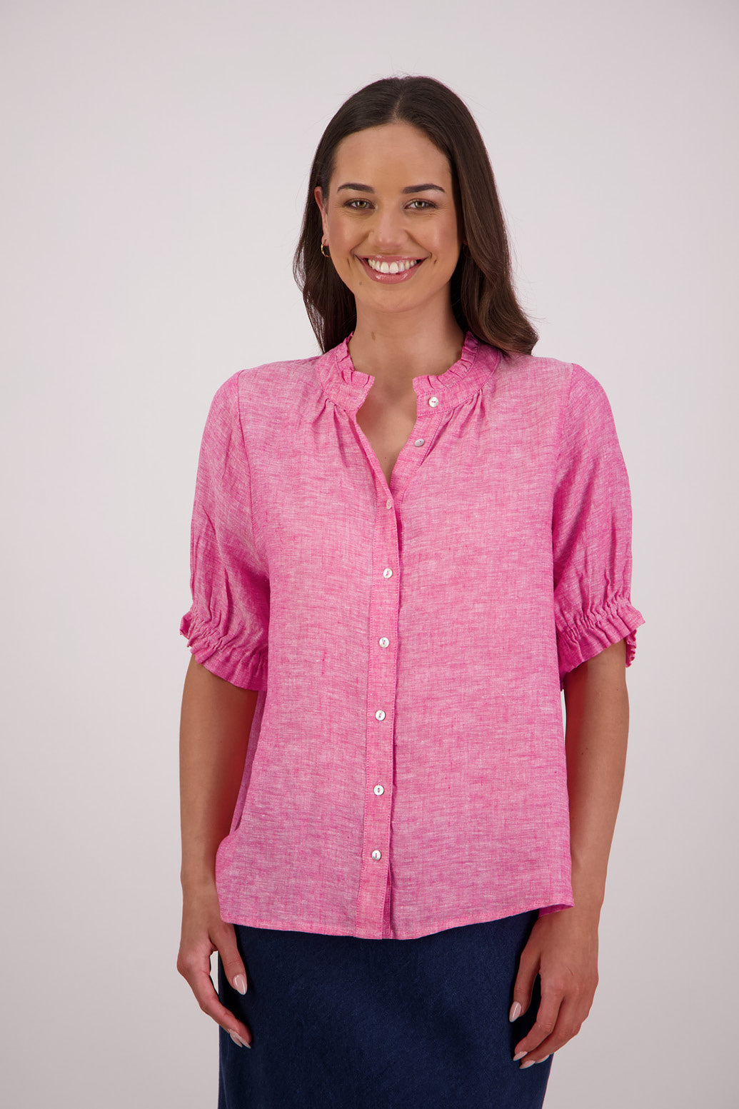 Briarwood Tom Shirt in Pink, 100% Linen.