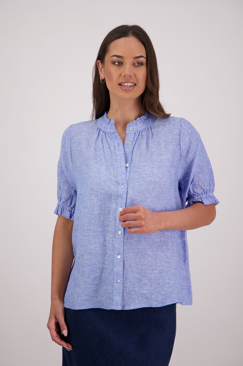 Briarwood Tom Shirt in Sky Blue, 100% Linen.