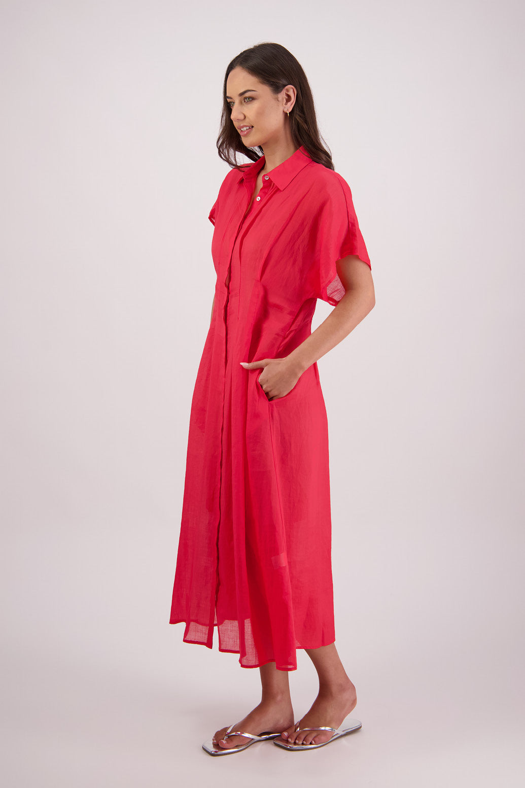 Side view of Briarwood Toni Dress in Red.
