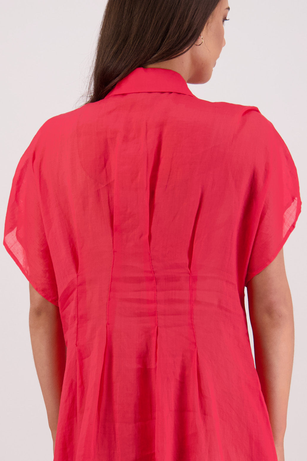 Closeup back view of Briarwood Toni Dress in Red.