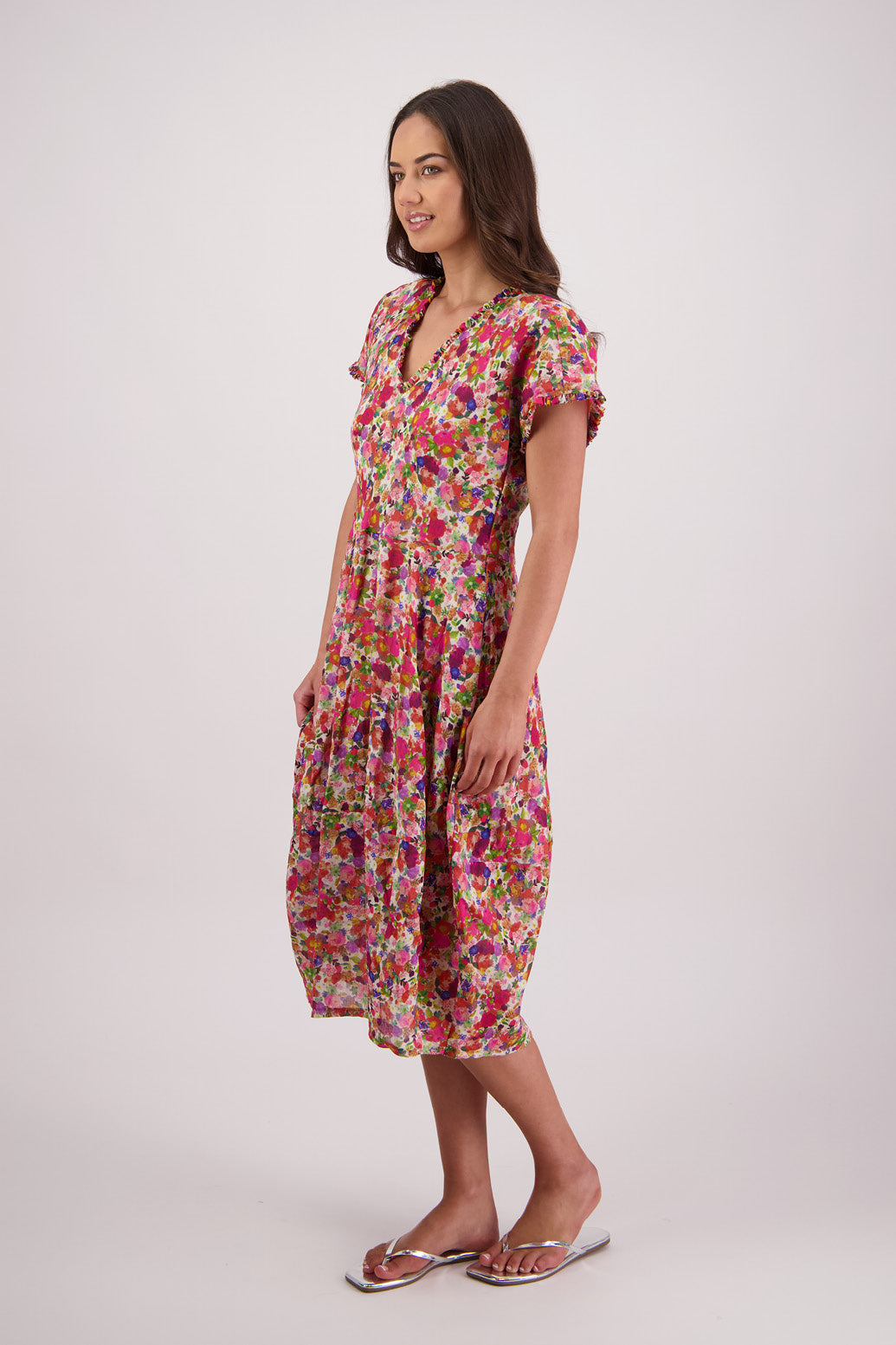 Side view of Briarwood Tori Dress in Bright Floral print.