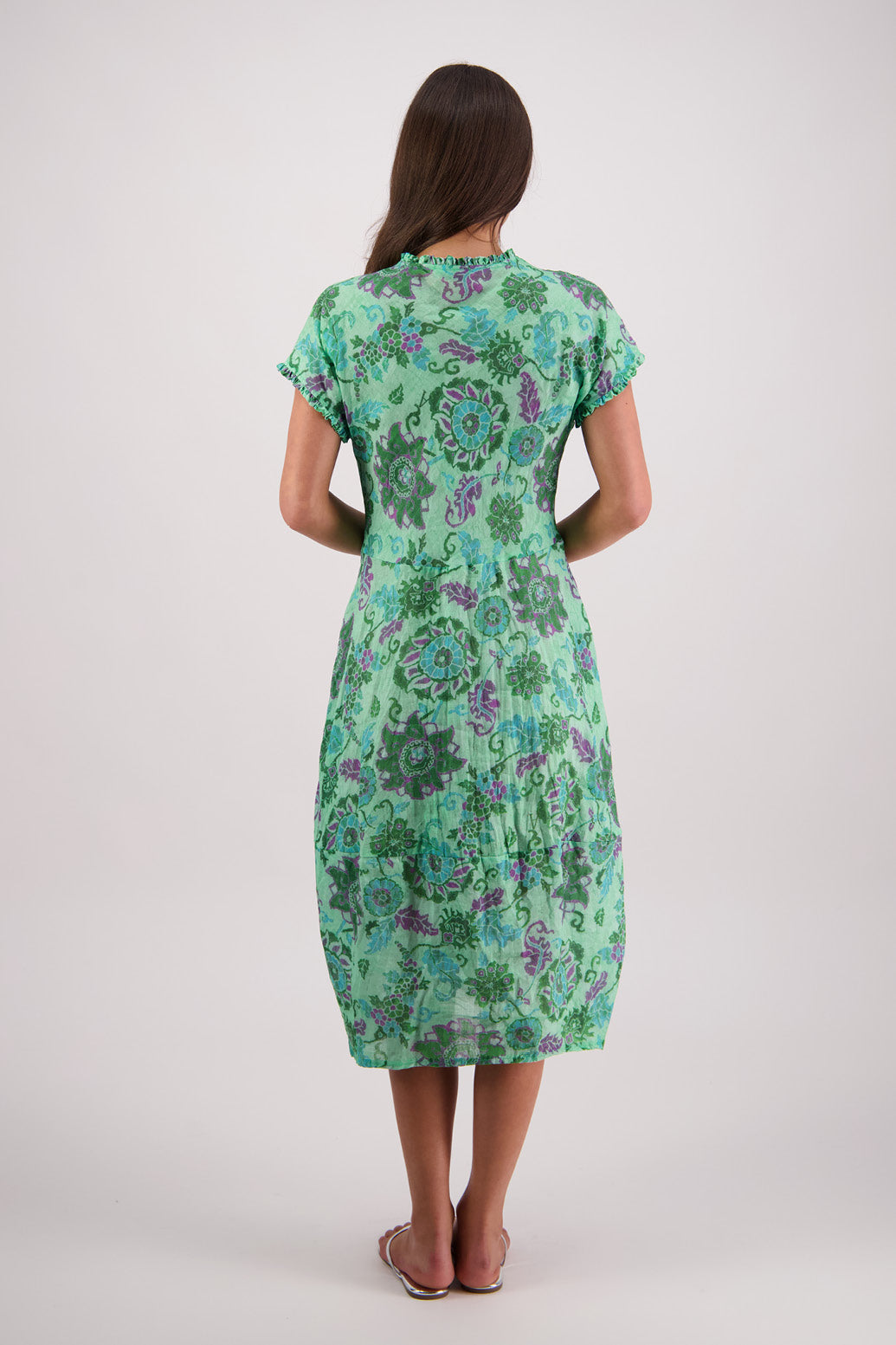 Back view of Briarwood Tori Dress in Green Floral print.