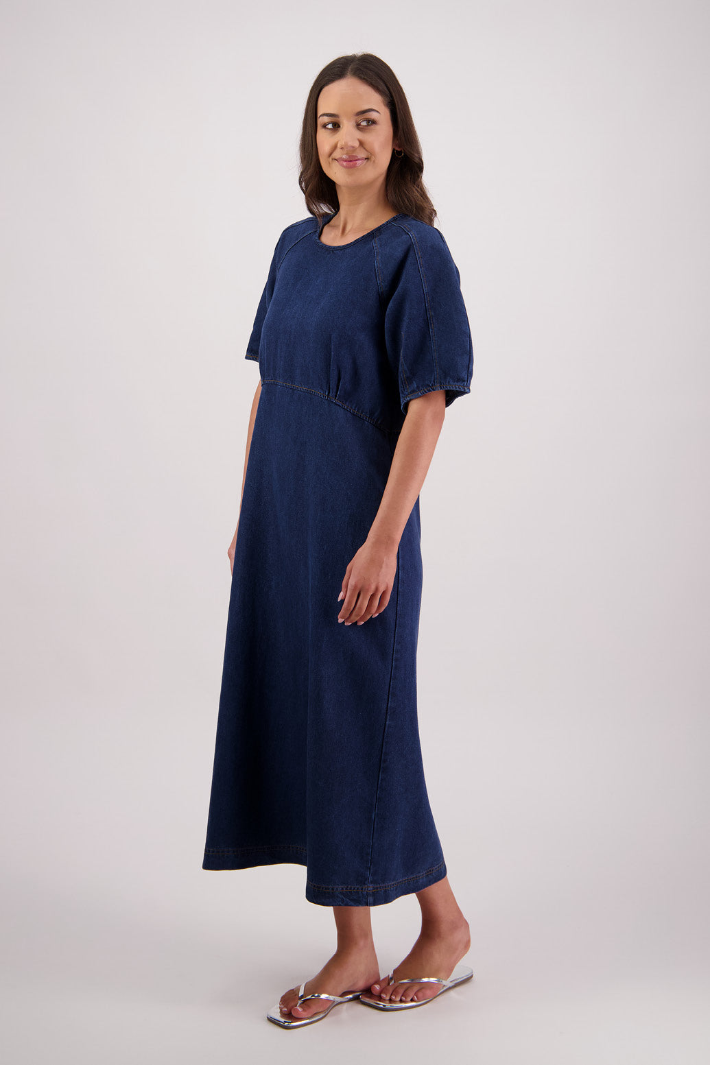 Side view Briarwood Tosca Tencel Denim Dress.