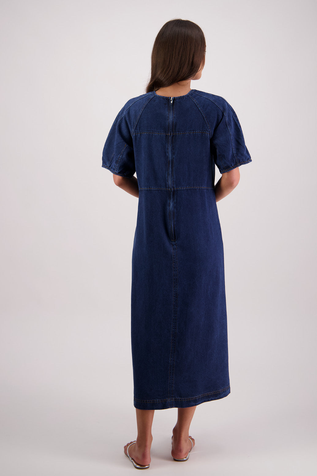 Back view Briarwood Tosca Tencel Denim Dress.