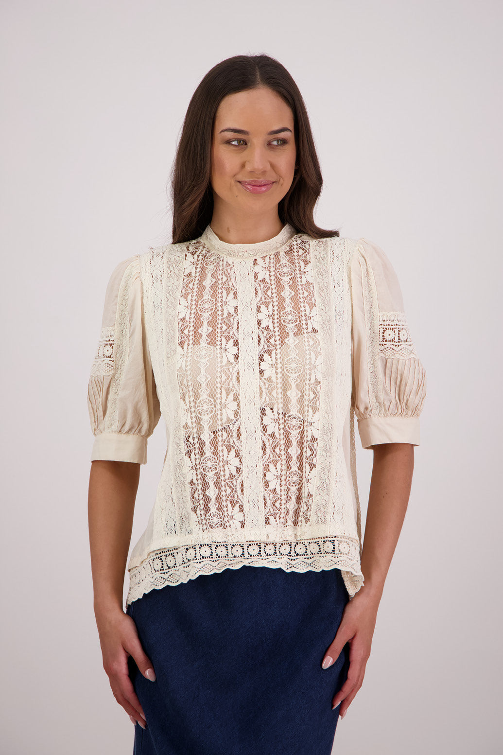Briarwood Trina Lace Top in Cream.