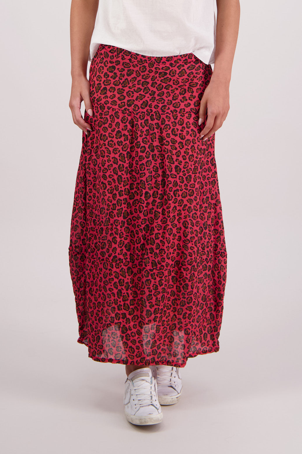 Close up of front view Briarwood Tutti Skirt in Animal print.