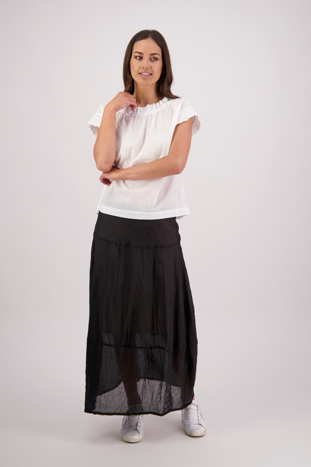 Briarwood Tutti Skirt in Black, 100% Ramie.