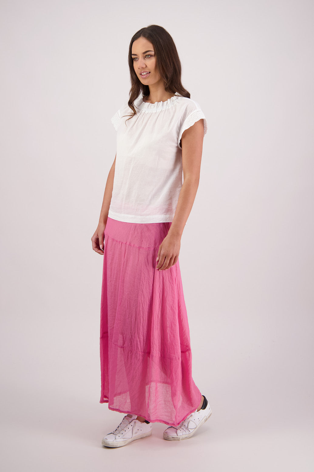 Side view Briarwood Tutti Skirt in Pale Pink.