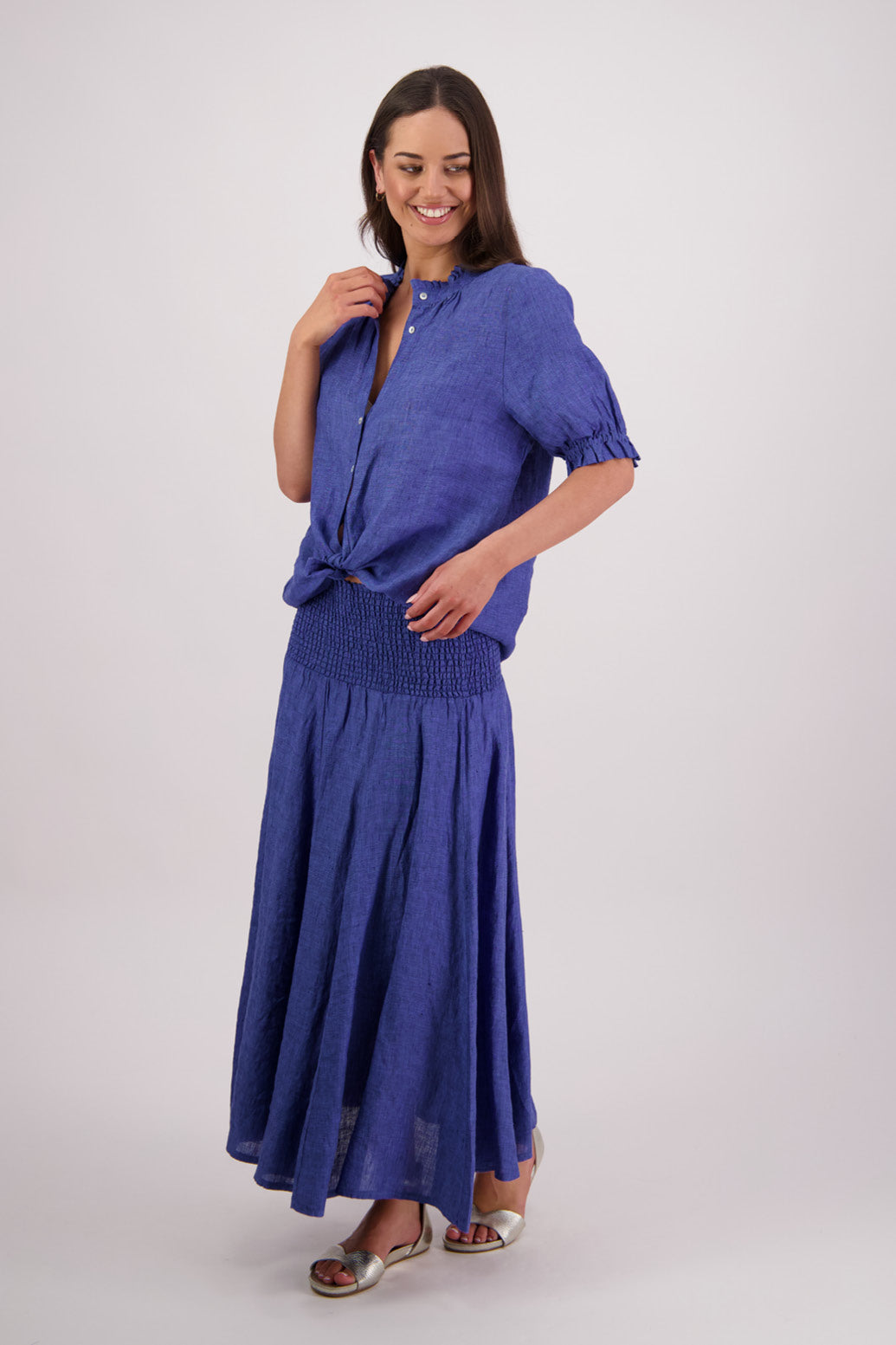 Pandora Blue Linen Skirt