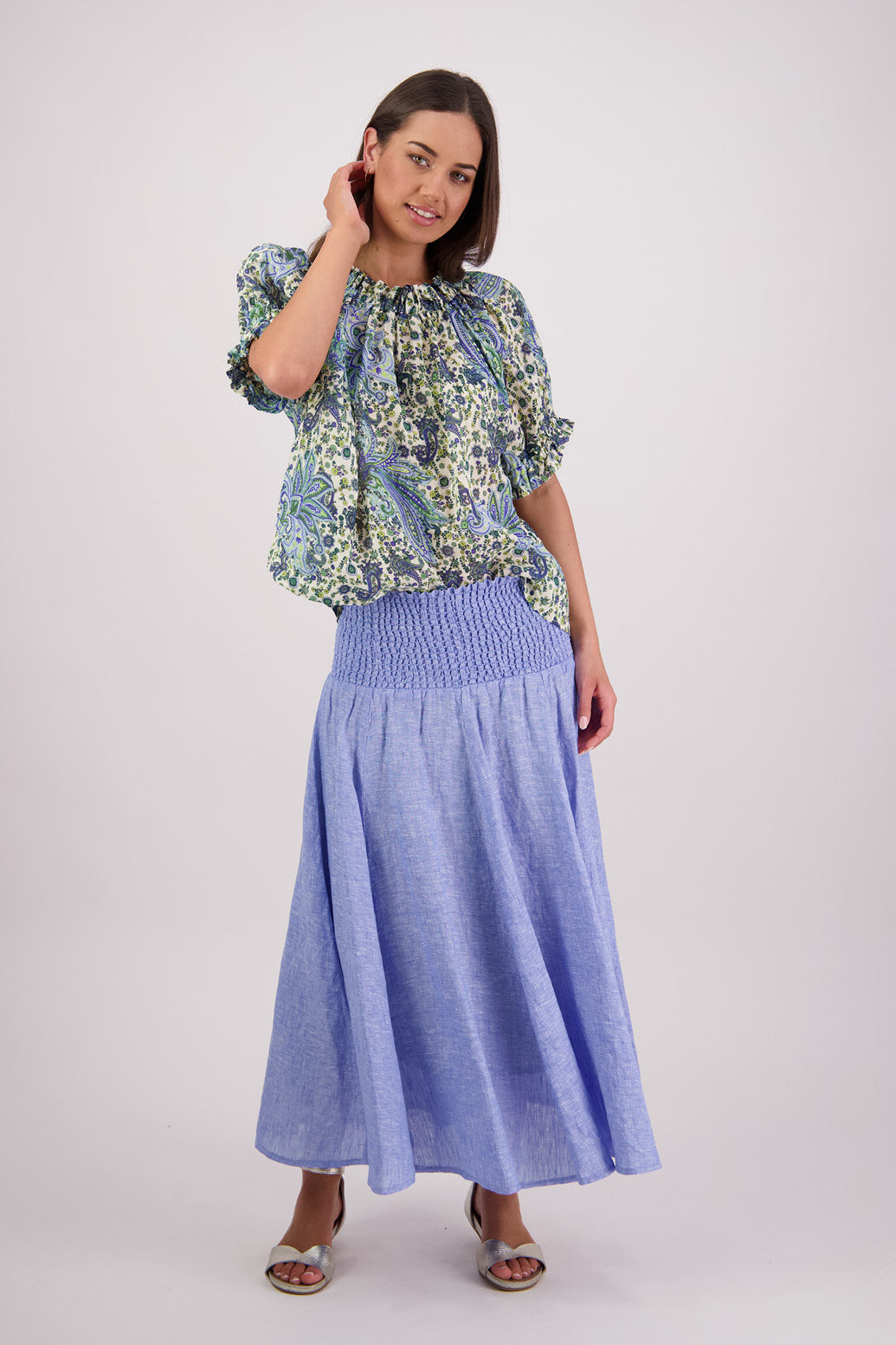 Pandora Sky Blue Linen Skirt