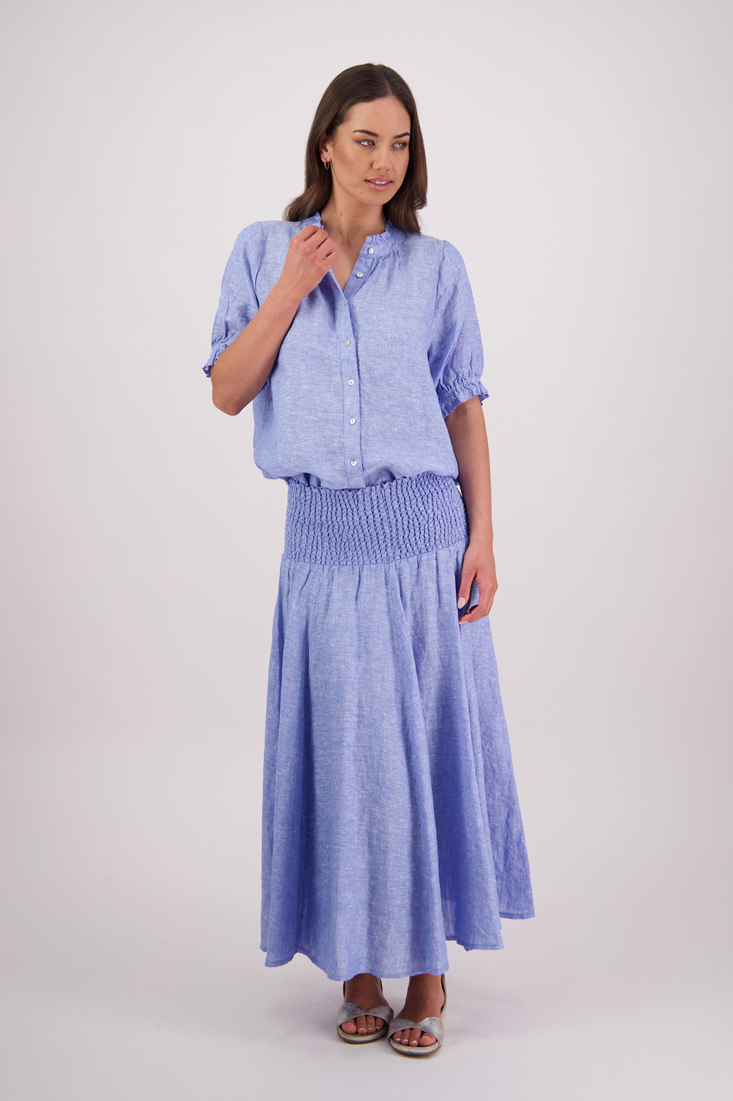 Pandora Sky Blue Linen Skirt