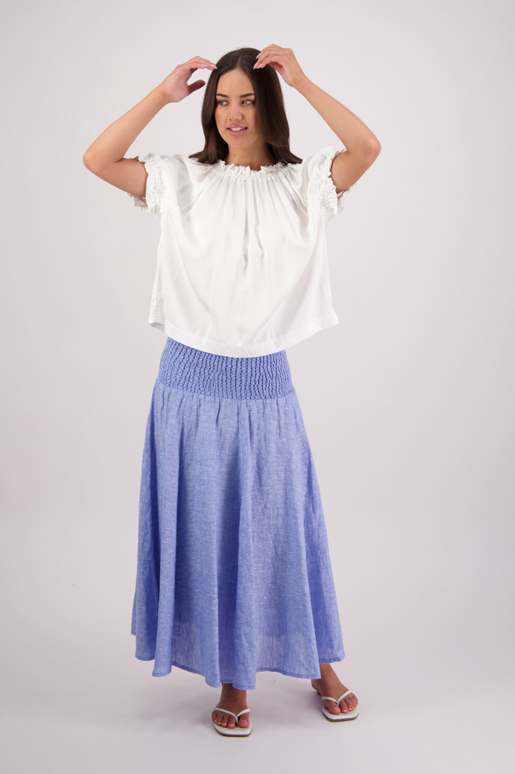 Pandora Sky Blue Linen Skirt