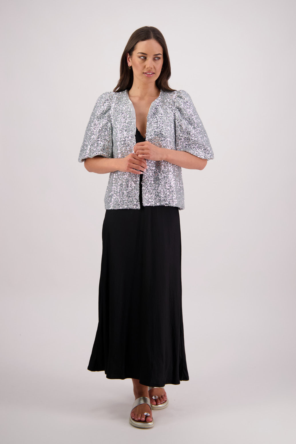 Treasure Silver Sequin Top