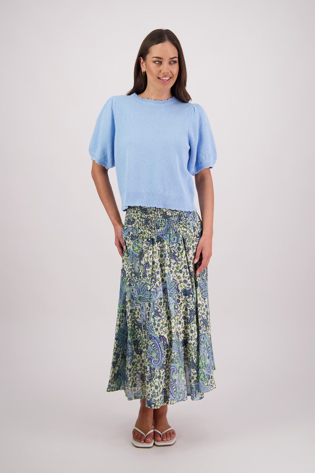 Tiger Sky Blue Knit Top