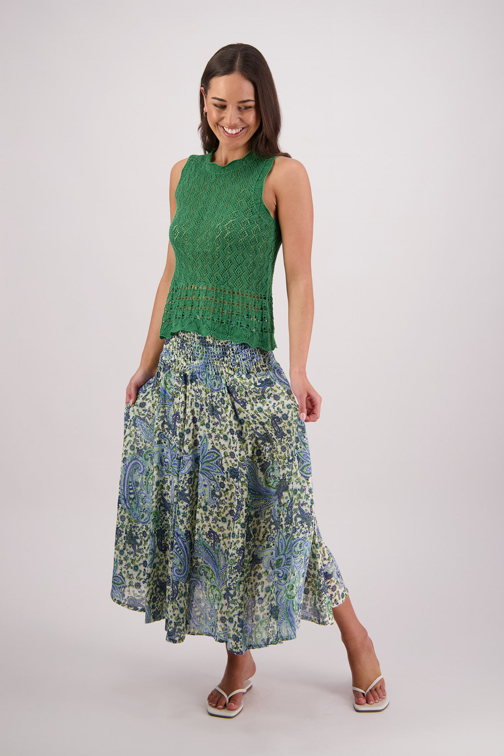 Temple Green Knit Top