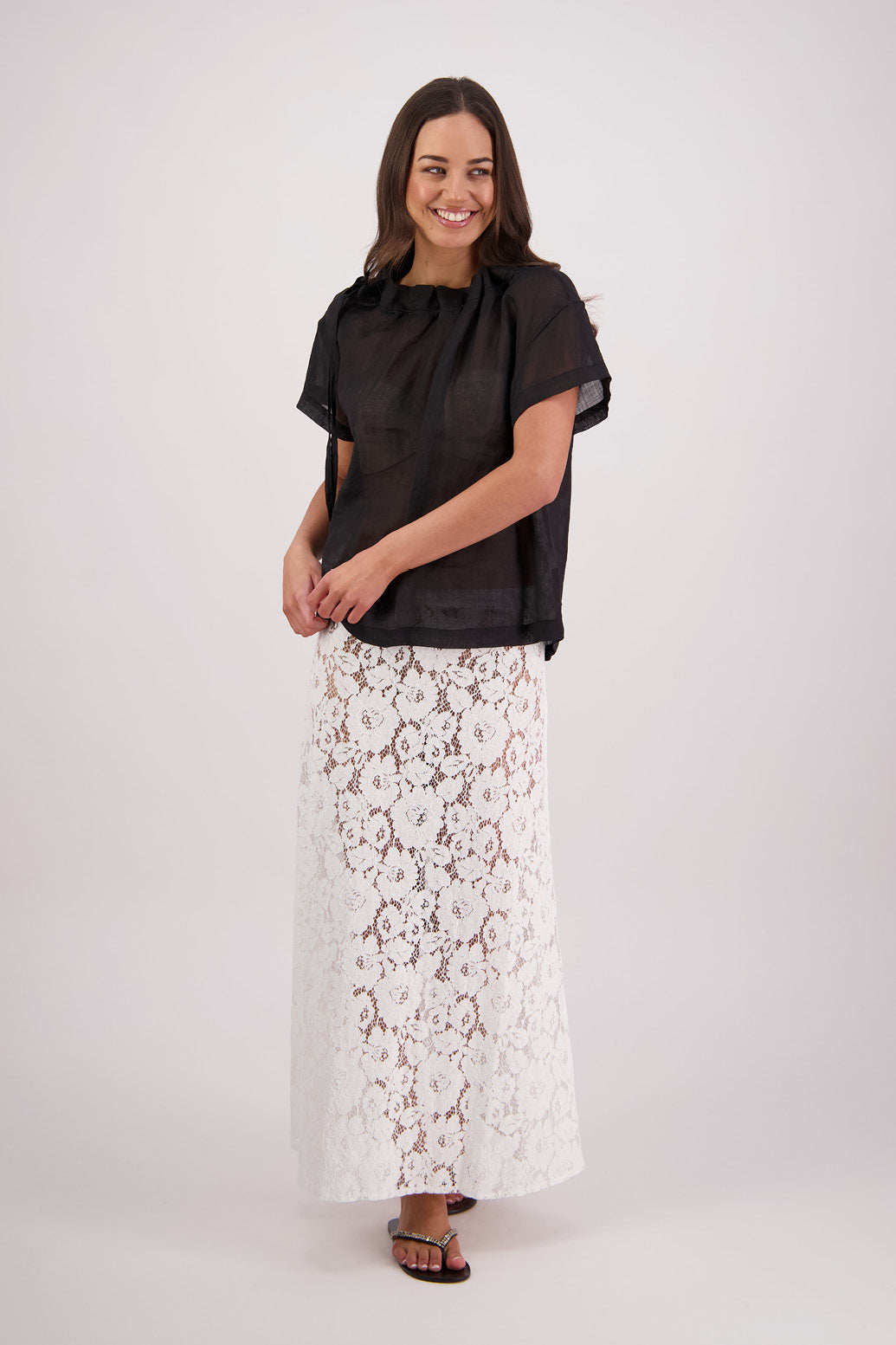 Toi Black Ramie Top