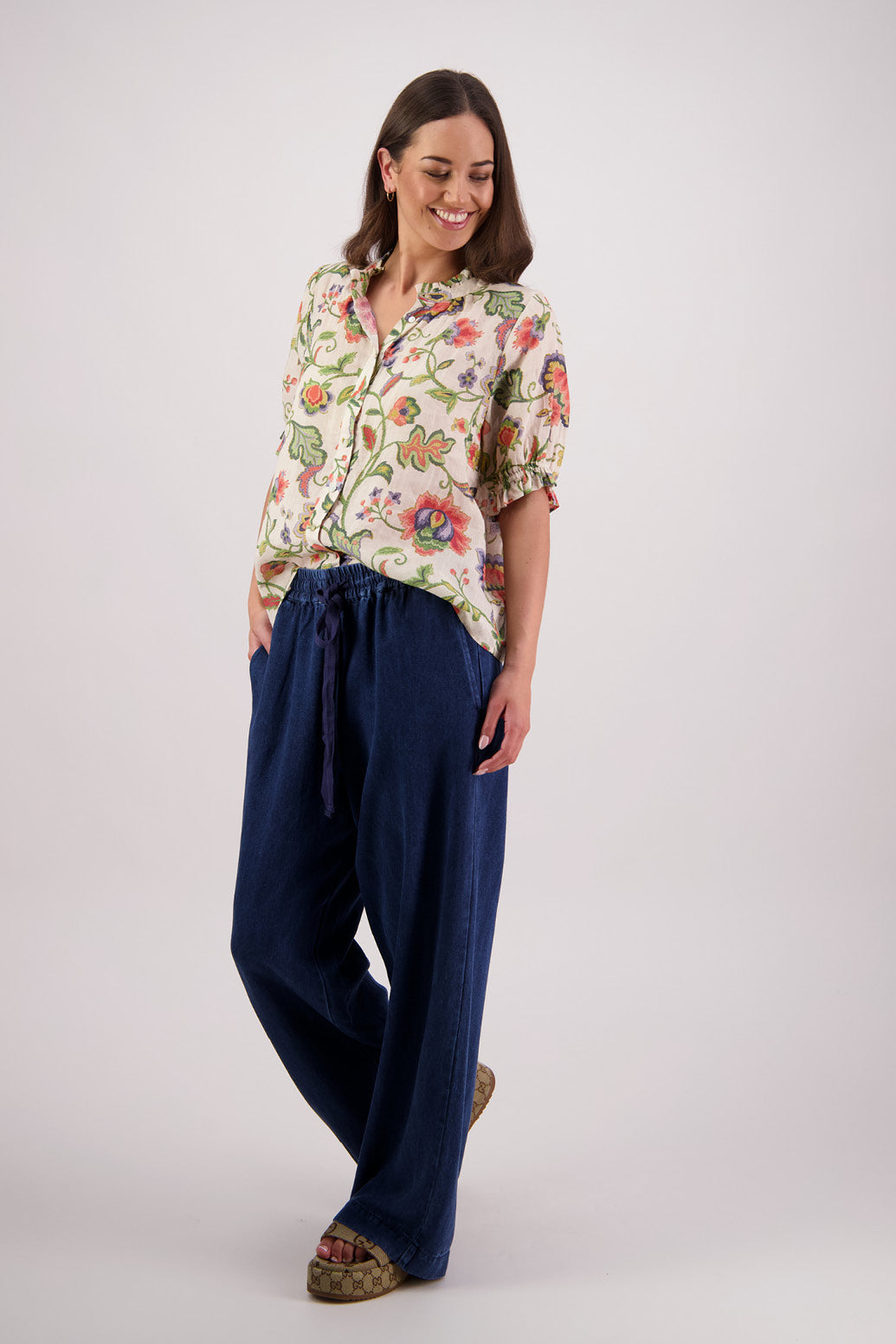 Pearly Jacobean Ramie Shirt