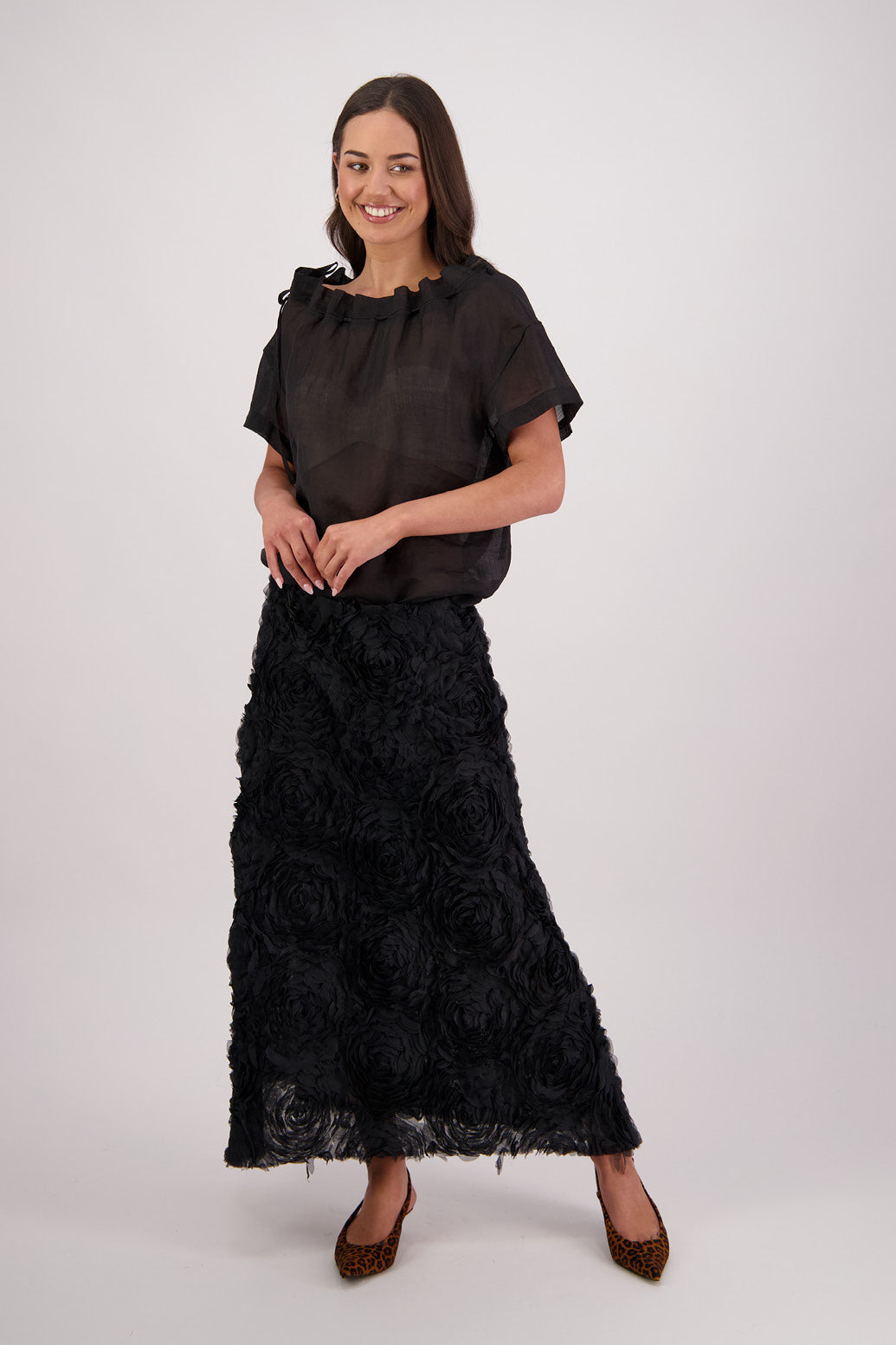 Taffy Black Ramie Top