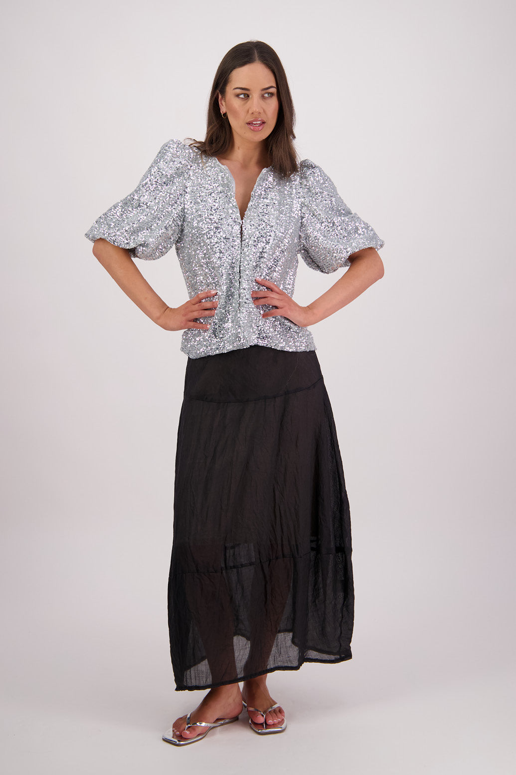 Treasure Silver Sequin Top