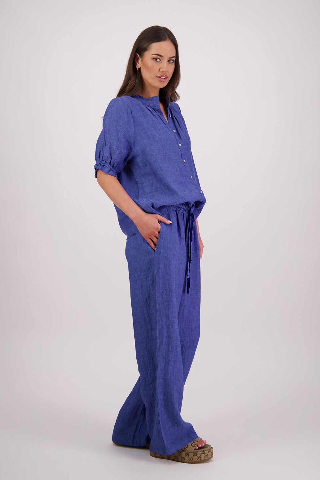 Toddy Blue Linen Pant