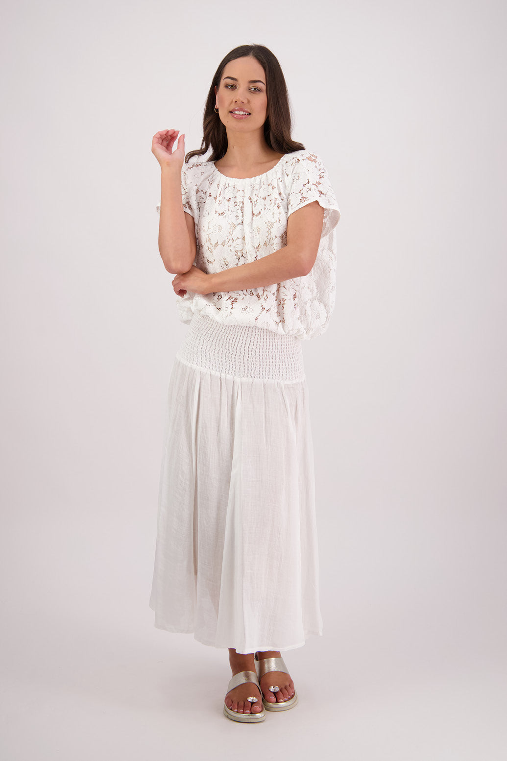 Pandora White Ramie Skirt