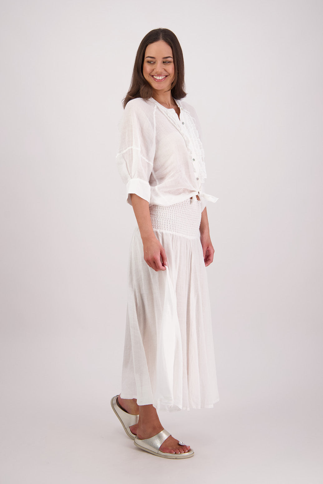 Pandora White Ramie Skirt