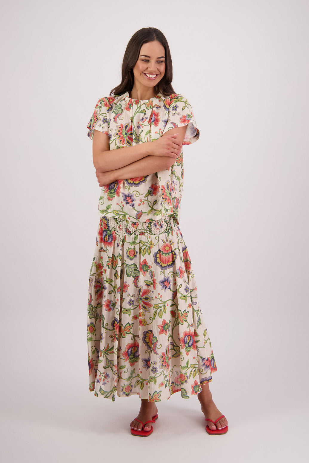 Pia Jacobean Ramie Top