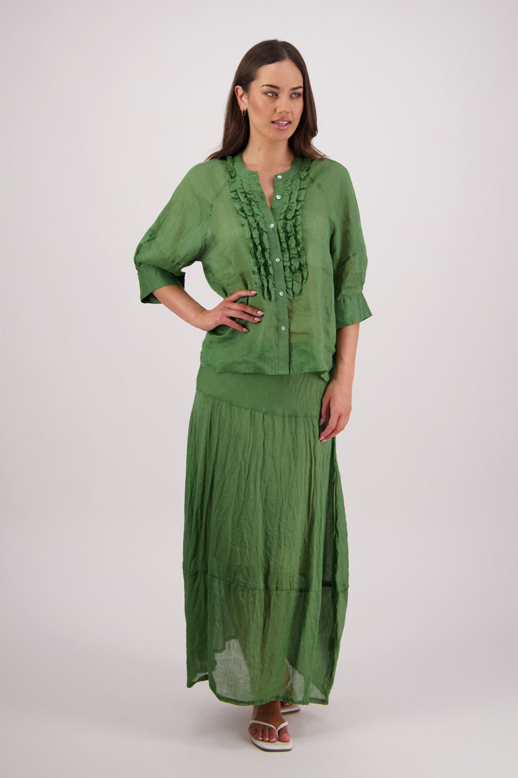 Tutti Green Ramie Skirt