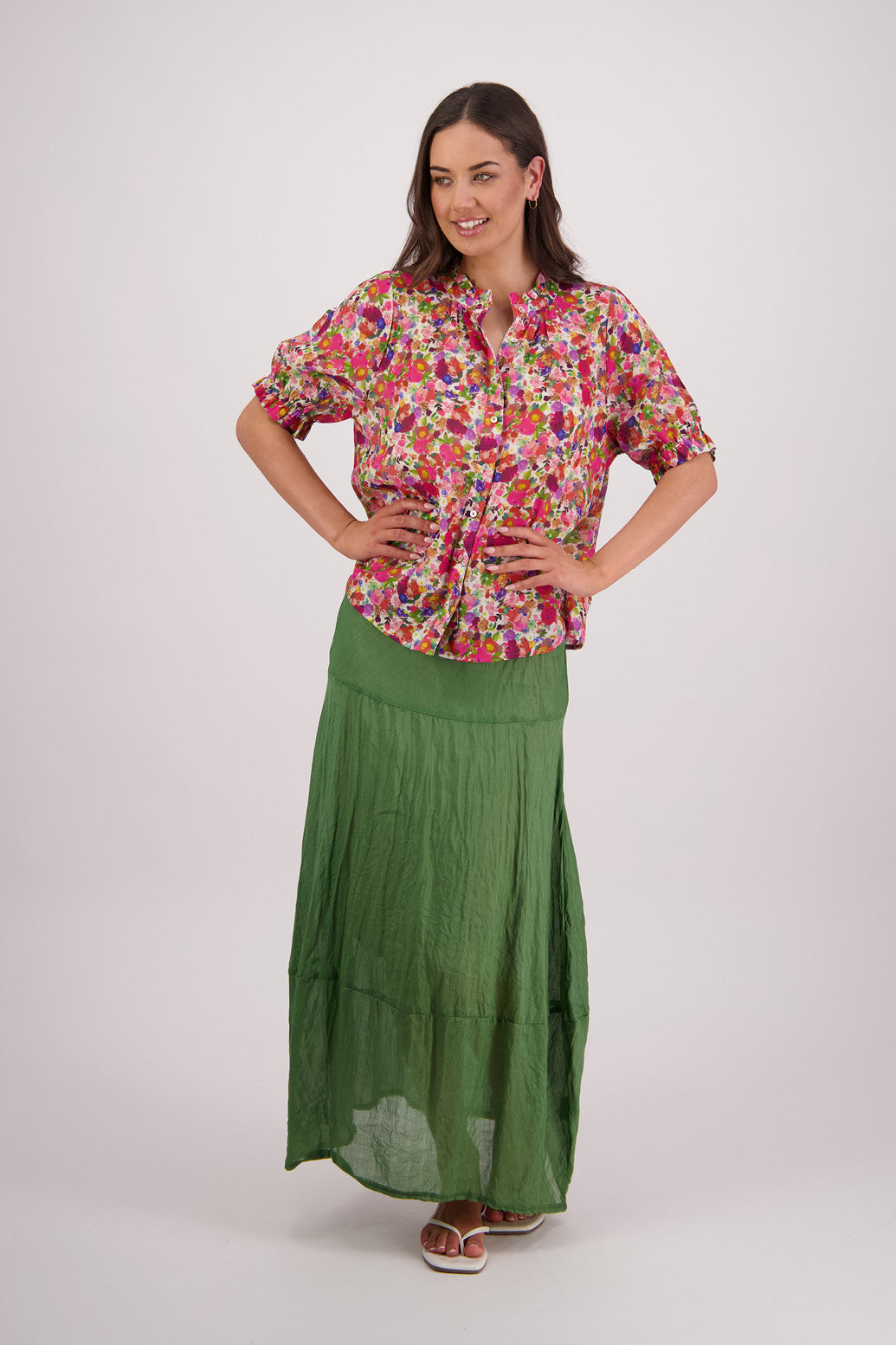 Tutti Green Ramie Skirt
